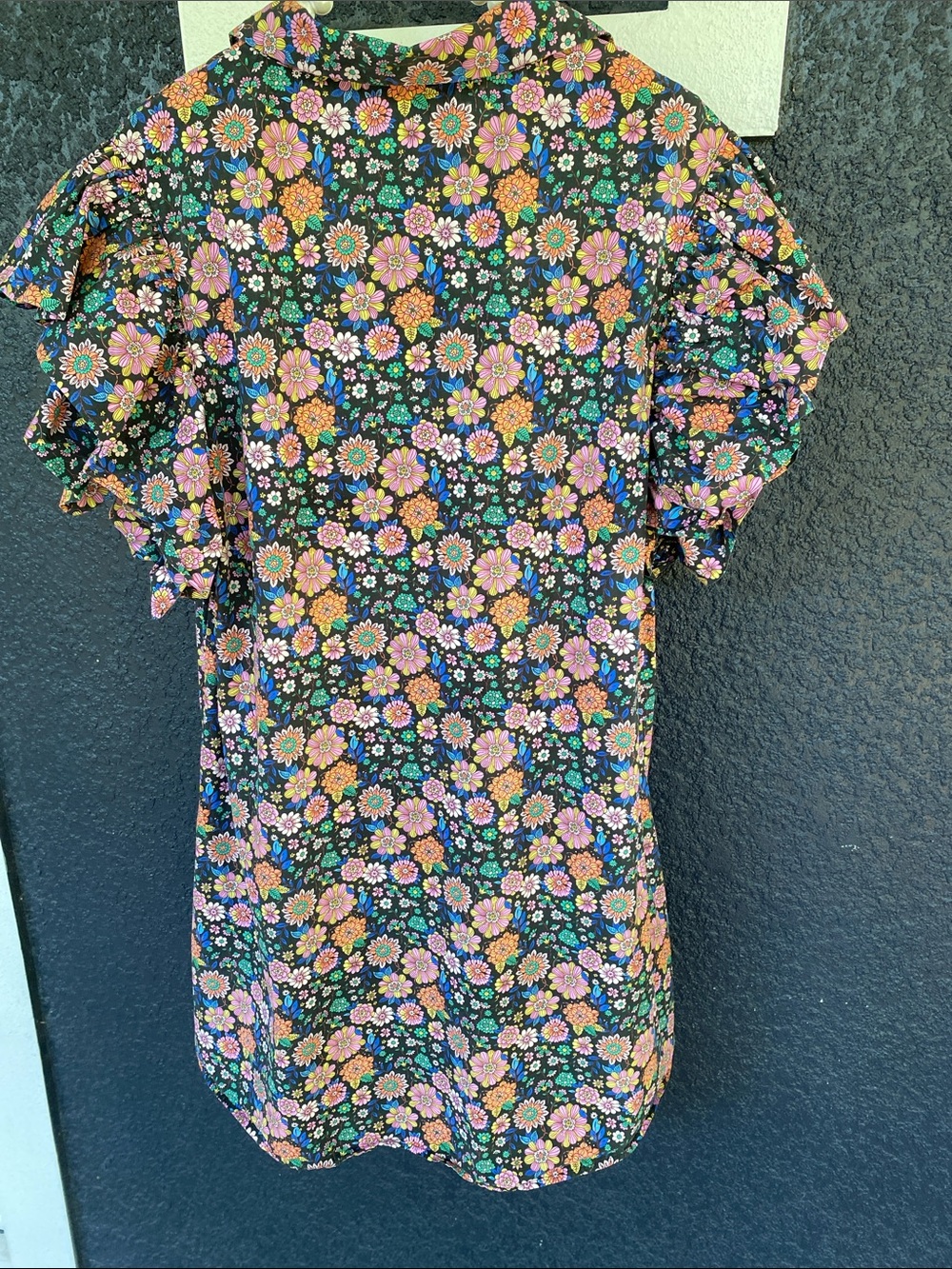 SSYS Josie Ruffle Shoulder Poplin Dress in ditsy floral - Picture 3 of 4
